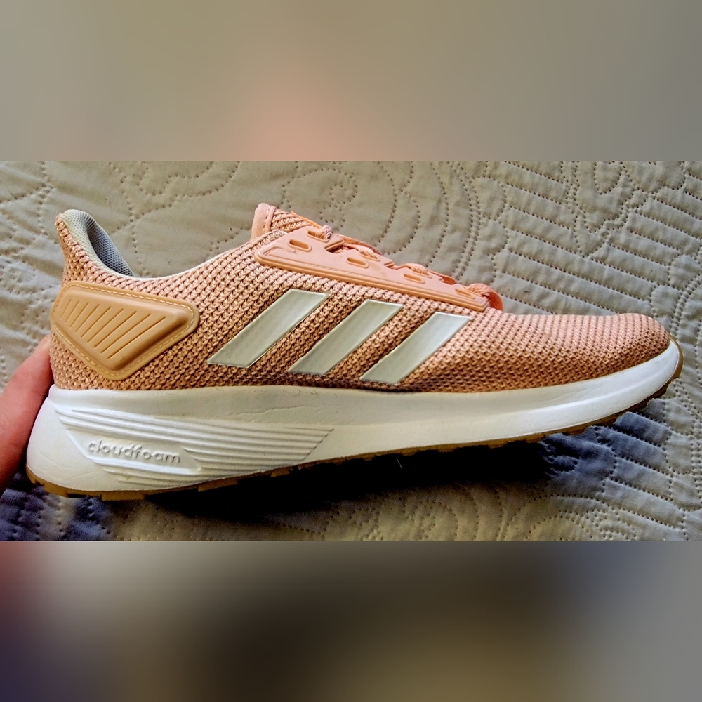 Adidas Light Pink and White Athletic Shoes with Breathable Mesh Size 10 - Picture 6 of 7